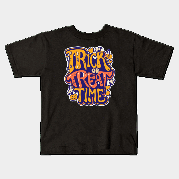 Trick or Treat Time Kids T-Shirt by ArtfulDesign